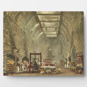 Placa Expositora Cocina antigua, castillo de Windsor, grabado por W