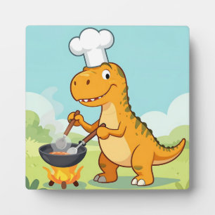 Placa Expositora Cocinero Dinosaurio Cocinando Divertido