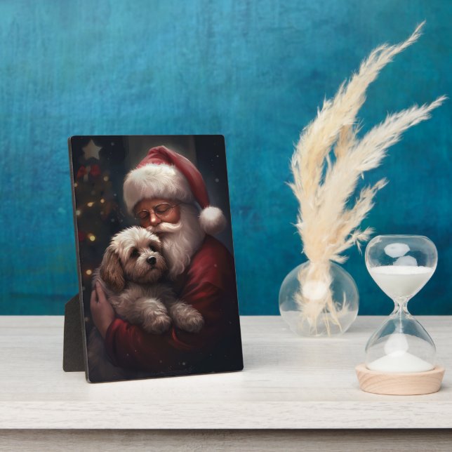 Placa Expositora Cockapoo Con Santa Claus Navideño Festivo  (Lado)