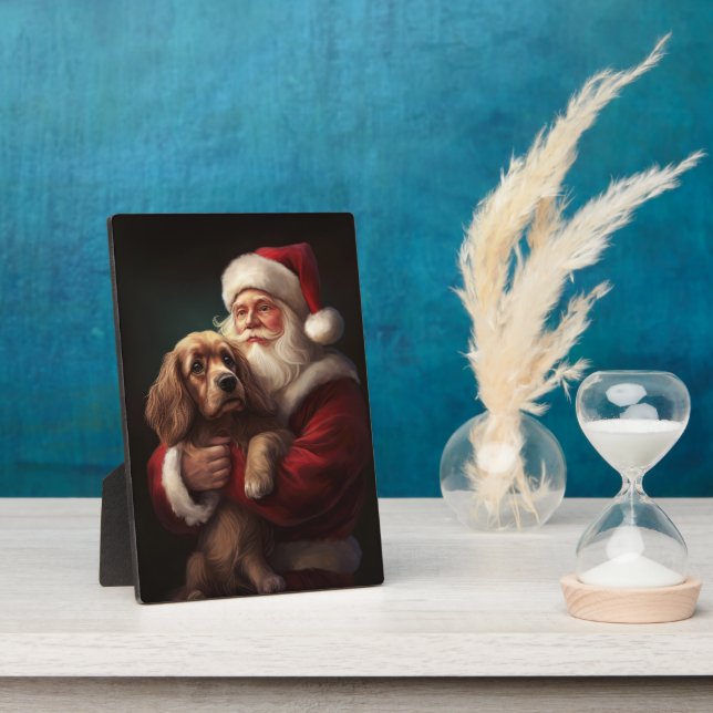 Placa Expositora Cocker Spaniel con Santa Claus Navideño (Lado)