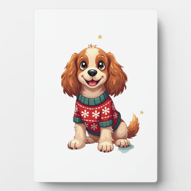 Placa Expositora Cocker Spaniel Resplandor de Copo de Nieve (Frente)