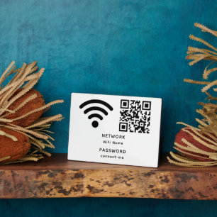 Placa Expositora Código QR Contraseña WiFi y red personalizada