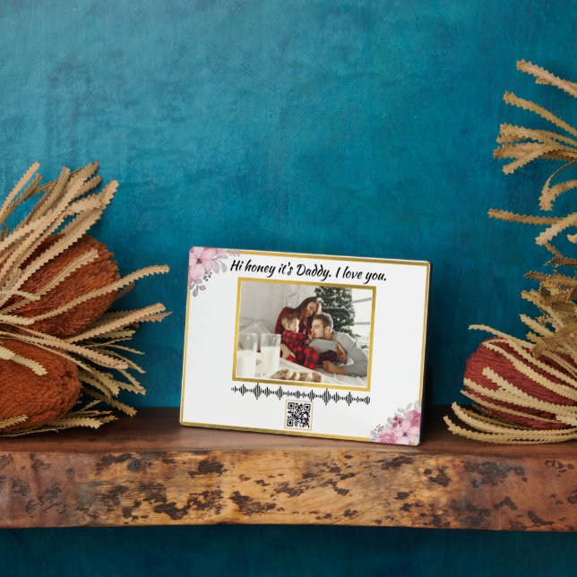 Placa Expositora Código QR de Arte de Onda de Sonido Personalizado  (Lado)
