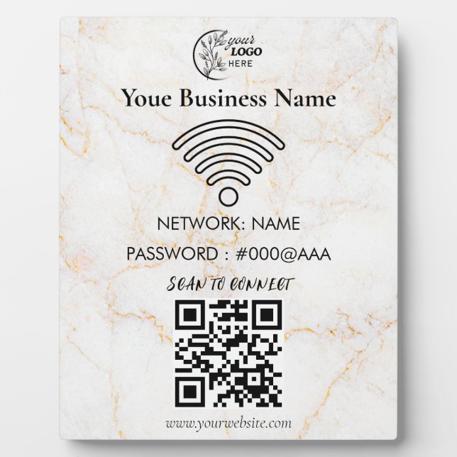 Placa Expositora Código QR de contraseña de red wifi personalizada  (Frente)