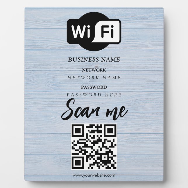 Placa Expositora Código QR de contraseña de red wifi personalizada  (Frente)