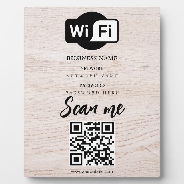 Placa Expositora Código QR de contraseña de red wifi personalizada  (Frente)