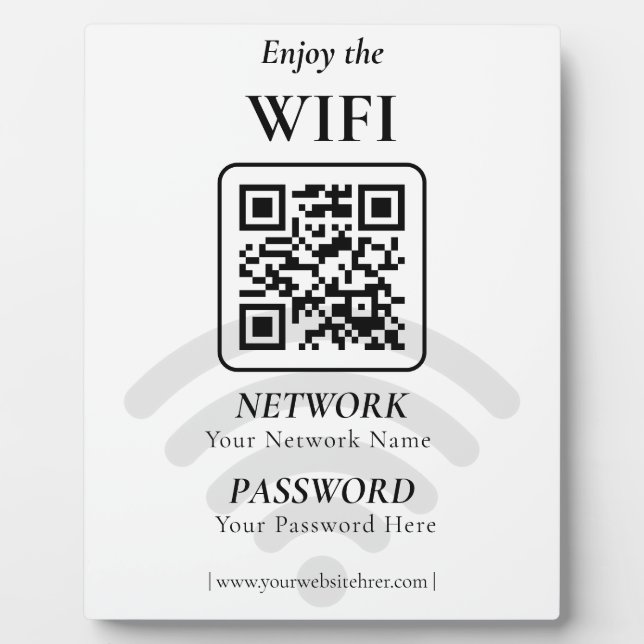 Placa Expositora Código QR de contraseña de red wifi personalizada  (Frente)