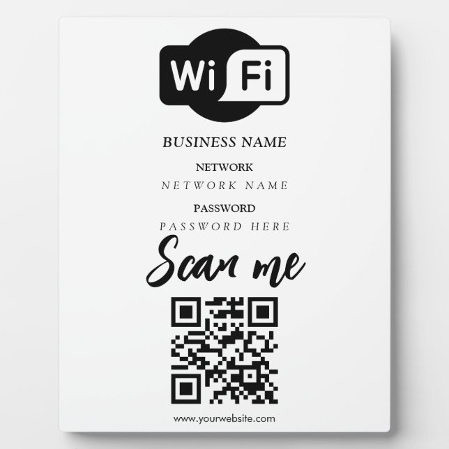 Placa Expositora Código QR de contraseña de red wifi personalizada  (Frente)
