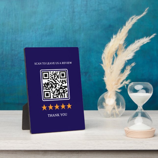 Placa Expositora Código QR de enlace de revisión empresarial 5" x 7 (Lado)