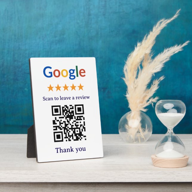 Placa Expositora Código QR de reseña de Google de negocio profesion (Lado)