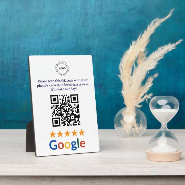 Placa Expositora Código QR de reseñas de Google para empresas perso (Lado)