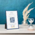 Placa Expositora Código QR del enlace de revisión de monograma azul<br><div class="desc">Placa de código QR de revisión de monograma azul de la Marina minimalista perfecta para empresas,  consultores,  profesionales o gerente de marketing. Cuenta con dos bordes azul marino grueso y delgado y un código QR para el enlace de revisión.</div>