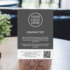 Placa Expositora Código QR del logotipo profesional Gris personaliz