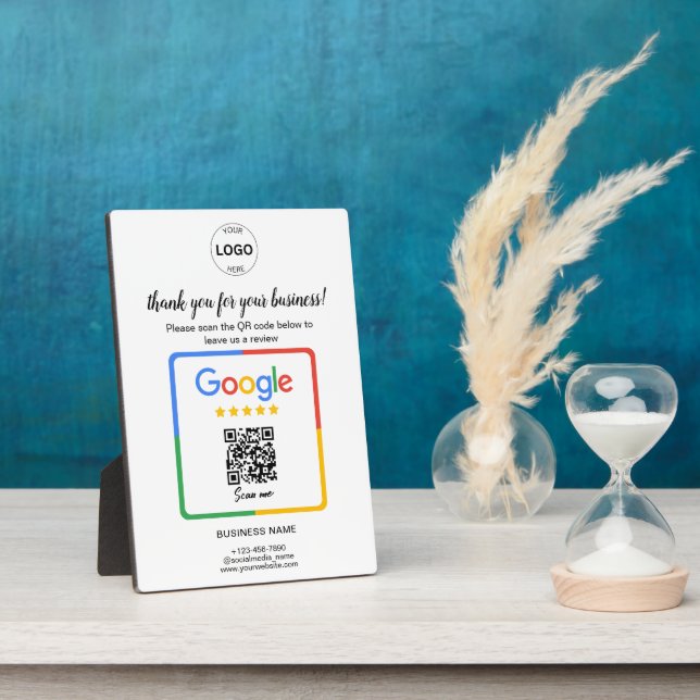 Placa Expositora Código Qr Google revisa el negocio (Lado)
