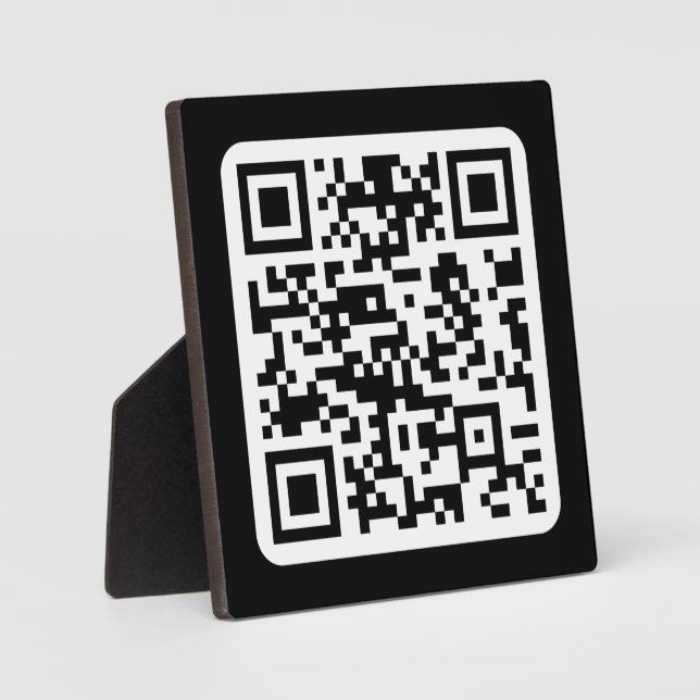 Placa Expositora Código QR moderno editable | Negro Blanco o cualqu (Anverso)