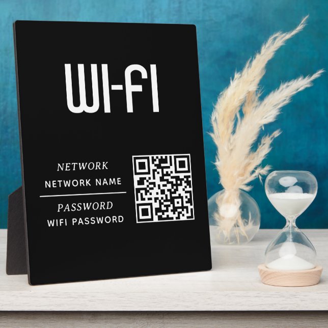 Placa Expositora Código QR Nombre de la red Wifi y contraseña  (Lado)