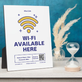 Placa Expositora Código Qr Nombre de negocio Detalles mínimos de wi