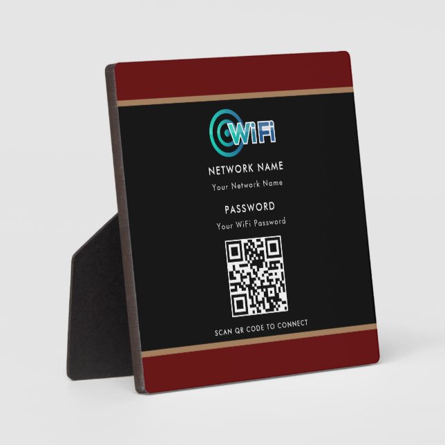 Placa Expositora Código QR personalizado contraseña de red Wi-Fi ne (Anverso)