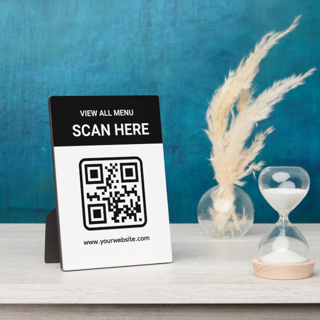 Placa Expositora Código QR personalizado simple moderno | Menú digi (Lado)