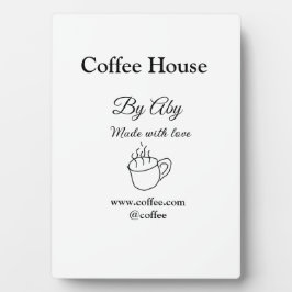 Placa Expositora Coffee house made with love add text website socia