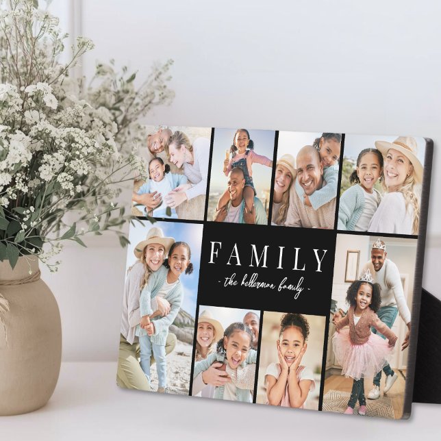 Placa Expositora Colage de Fotos de Apellido Familiar (Family Name Photo Collage Plaque)