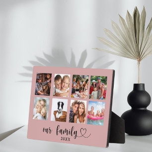 Placa Expositora Colage de fotos de familia amor corazón guión rosa