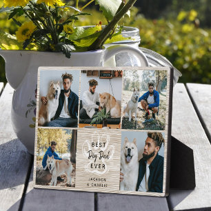 Placa Expositora Colage de Fotos de Mejor Papá de Perro en Madera L