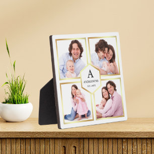 Placa Expositora Colage de fotos familiares de 4 imágenes en blanco