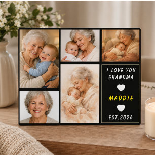 Placa Expositora Colage de Fotos Personalizado para Abuela   Día de