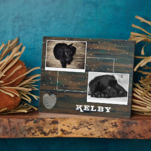 Placa Expositora Colaje de 2 Fotos de Madera Rústica con Corazón pa