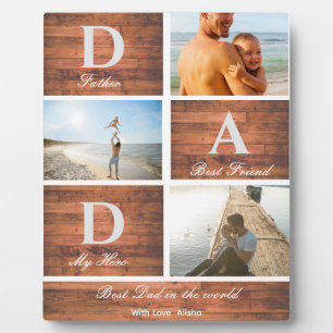 Placa Expositora Colaje de 3 fotos de Feliz Día del Padre de madera