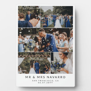 Placa Expositora Colaje de Fotos de Boda de Sr y Sra Limpio Blanco