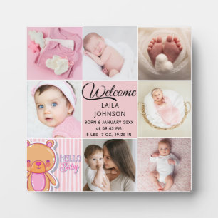 Placa Expositora Colaje de fotos de niña y nombre personalizado Chi