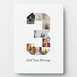 Placa Expositora Colaje de Fotos Número 3 en Blanco y Negro