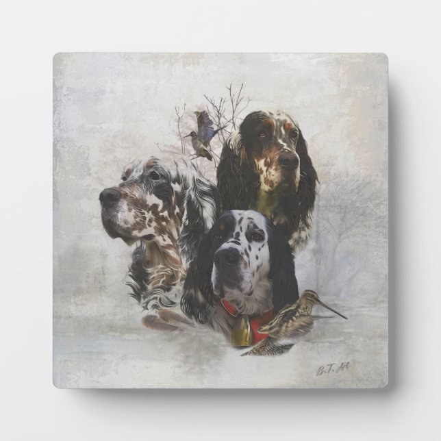 Placa Expositora Coleador inglés, caza de cochecitos de madera (Frente)