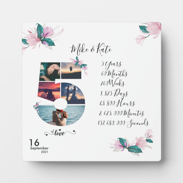 Placa Expositora Colección de fotos personalizada Aniversario de la (Frente)