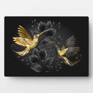 Placa Expositora Colibrí negro y dorado