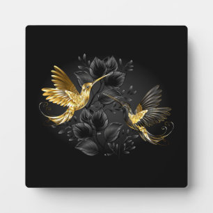 Placa Expositora Colibrí negro y dorado