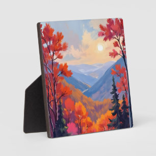 Placa Expositora Colinas de otoño Hojas de otoño Follaje Acuarela