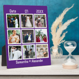 Placa Expositora Collage de 9 Fotos de Bodas Personalizadas Moderna