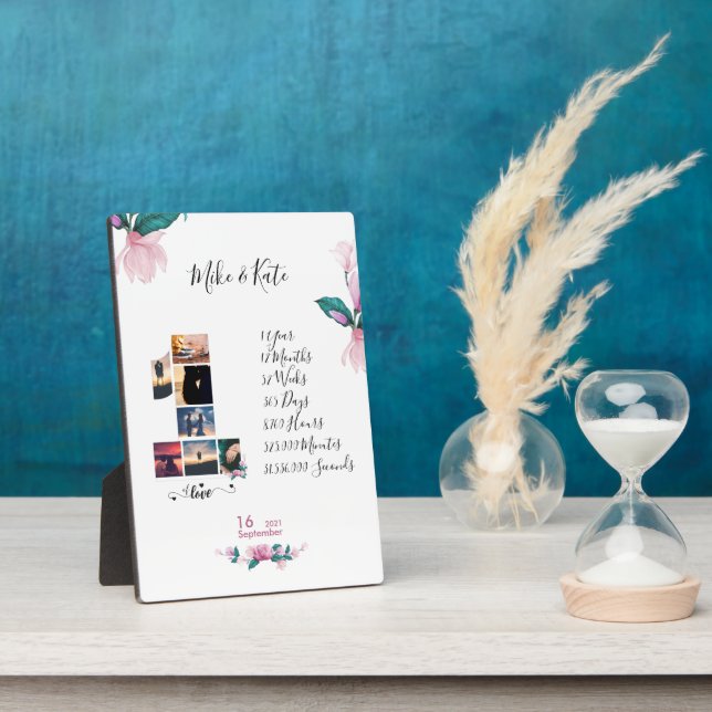 Placa Expositora Collage de Aniversario del Boda de Compromiso reci (Lado)