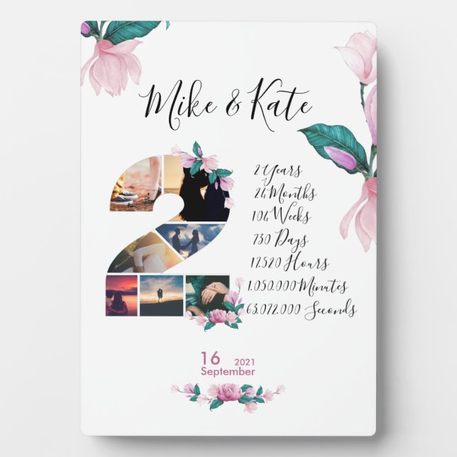 Placa Expositora Collage de Aniversario del Boda de Compromiso reci (Frente)