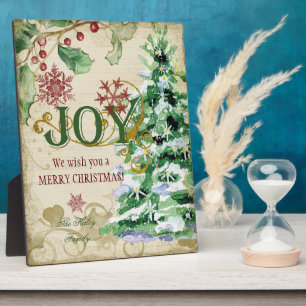 Placa Expositora Collage de copos de nieve de ensueño de árbol de n