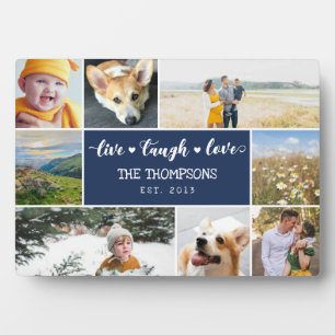 Placa Expositora Collage de fotos azul de la marina de amor de Live