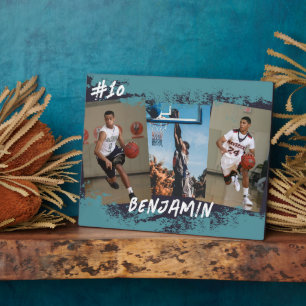 Placa Expositora Collage de fotos azul y naval personalizado