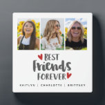 Placa Expositora Collage de fotos Best Friends Forever<br><div class="desc">Un sencillo y moderno collage de fotos para tu mejor amigo con 3 fotos y el título Mejor Amigos para siempre con corazones y personalizado con tu propio texto. Diseñado para ti por Blackberry Boulevard.</div>