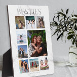 Placa Expositora Collage de fotos Besties Forever<br><div class="desc">Los recuerdos hacen los mejores regalos, a los mejores amigos les encantará esta moderna y reflexiva placa de collage de fotos, para el día de las galantinas, cumpleaños, navidades y cualquier otra ocasión especial. La placa contiene 9 fotos, el texto de la plantilla 'BESTIES, FOREVER', sobre un fondo de mármol...</div>