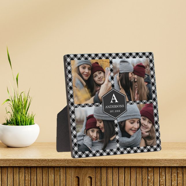 Placa Expositora Collage de fotos Black Buffalo Plaid Lumberjack (Subido por el creador)