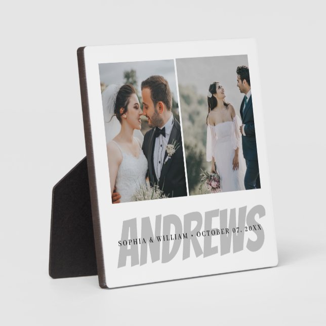 Placa Expositora Collage de fotos Boda personalizado estilo elegant (Anverso)