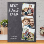 Placa Expositora Collage de fotos Chalkboard Mejor DAD Personalizad<br><div class="desc">Sorpresa papá este día de los padres con una placa fotográfica personalizada de 3. "Mejor PAPÁ de la historia" Personaliza esta placa de papá con fotos, mensajes y nombres favoritos. Visita nuestra colección para los mejores regalos del día de papá padre y regalos personalizados de papá. DERECHOS RESERVADOS © 2020...</div>